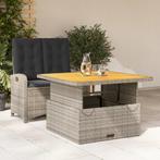 vidaXL 2-delige Tuinset met kussens poly rattan grijs, 2 zitplaatsen, Nieuw, Tuinset, Verzenden