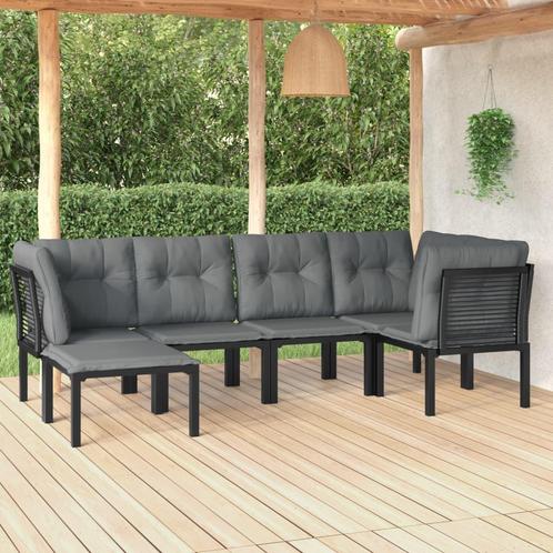 vidaXL 6-delige Loungeset poly rattan zwart en grijs, Tuin en Terras, Tuinsets en Loungesets, Loungeset, Nieuw, Rvs, Verzenden