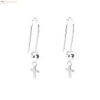 Zilveren bal kruis haak oorbellen, Verzenden, Nieuw, Zilver