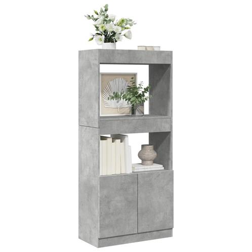 vidaXL Hoge kast 63x33x140 cm bewerkt hout betongrijs, Huis en Inrichting, Kasten | Boekenkasten, Nieuw, Overige houtsoorten, Verzenden