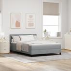 vidaXL Boxspring Bed met Matras & LED Lichtgrijs 160x200 cm, Huis en Inrichting, Slaapkamer | Bedden, Verzenden, 200 cm, Stof