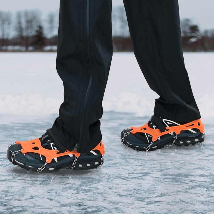 vidaXL IJs-klemmen voor schoenen met 10 spikes Oranje S, Sport en Fitness, Skiën en Langlaufen, Nieuw, Verzenden