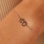 Armband - Twee Verbonden Hartjes - Zilver - 18,5CM -, Sieraden, Tassen en Uiterlijk, Kettingen, Verzenden, Nieuw, Zilver