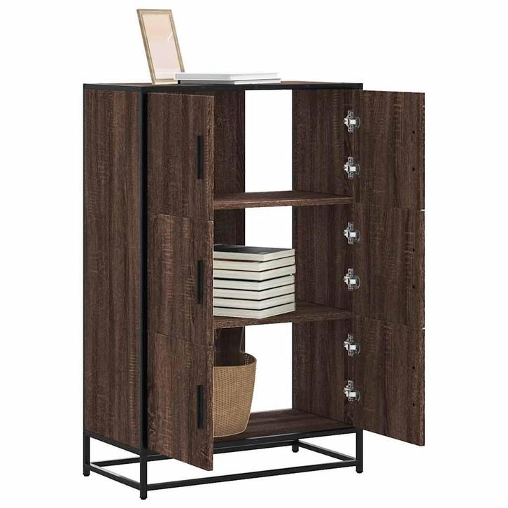 vidaXL buffetkast 68x35x106,5cm bewerkt hout en metaal bruin, Huis en Inrichting, Kasten | Buffetkasten, Nieuw, Overige houtsoorten