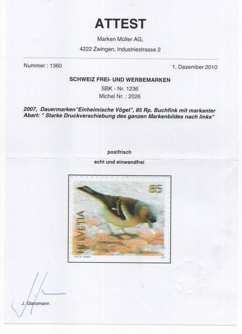 Zwitserland 2007 - Variatie in de klankkleur van mus 85 cts, Postzegels en Munten, Postzegels | Europa | België