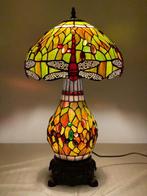 Tiffany stijl tafellamp Studio - Dark Green Dragonfly met 2, Antiek en Kunst, Kunst | Designobjecten