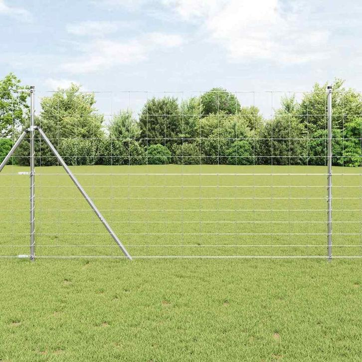 vidaXL Weidehekwerk Grijs 1.4 x 10 m Staal, Tuin en Terras, Schuttingen, Nieuw, IJzer, Verzenden