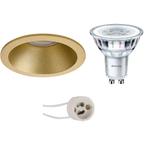 GU10 Inbouwspot Set - Mat Goud - Inbouw Rond - Verdiept -, Huis en Inrichting, Lampen | Spots, Metaal of Aluminium, Nieuw, Ophalen of Verzenden