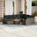 vidaXL 11-delige Loungeset met kussens poly rattan grijs, Verzenden, Nieuw, Rotan, Loungeset