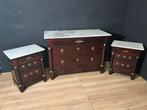 Commode (3) - Hout, Italiaans edelmarmer, verguld brons en, Antiek en Kunst