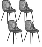 Set van 4 Scandinavische Stoelen – Kunststof & Metaal, Huis en Inrichting, Stoelen, Verzenden, Nieuw