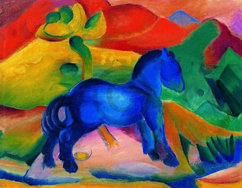 Kunstdruk Franz Marc - Blaues Pferdchen 90x70cm, Huis en Inrichting, Woonaccessoires | Schilderijen, Tekeningen en Foto's, Nieuw