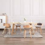 vidaXL Eetkamerstoelen 4 st gebogen hout en stof taupe, Huis en Inrichting, Stoelen, Verzenden, Nieuw
