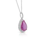 Ketting met hanger - 18 karaat Witgoud - 4.02ct. tw. Robijn, Sieraden, Tassen en Uiterlijk, Antieke sieraden