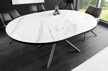 Uitschuifbare eettafel MIKADO 120-160cm wit keramiek ovaal beschikbaar voor biedingen