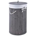 Bamboe Wasmand Curly - 55 Liter - Grijs - Incl. Waszak & Dek, Huis en Inrichting, Badkamer | Badtextiel en Accessoires, Verzenden