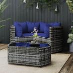 vidaXL 4-delige Loungeset met kussens poly rattan grijs, Verzenden, Nieuw, Rotan, Loungeset