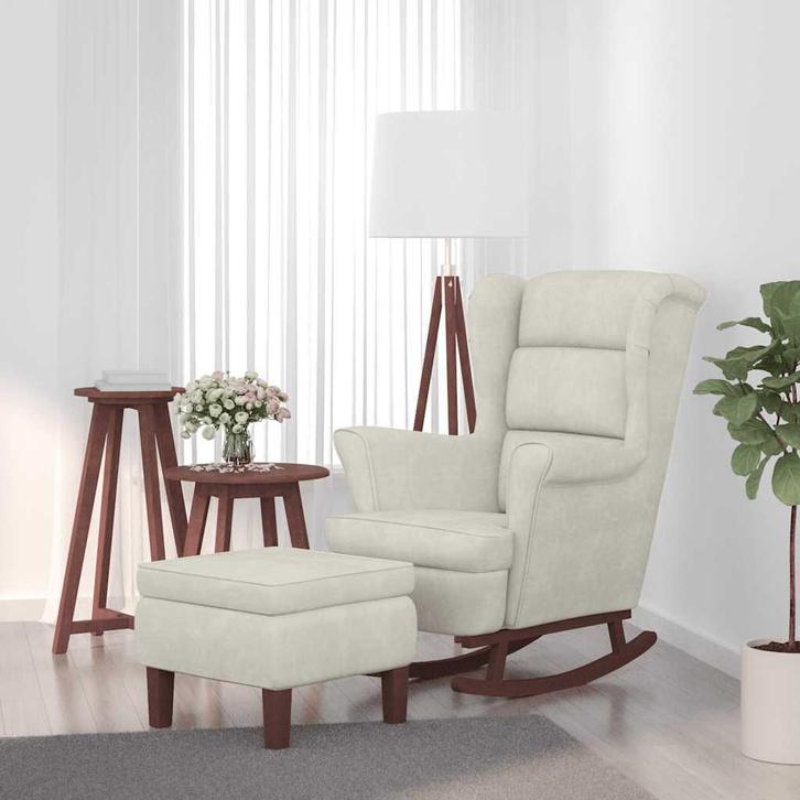 vidaXL Schommelstoel met oorleuning, crèmekleurig fluweel, Kinderen en Baby's, Speelgoed | Buiten | Speeltoestellen, Nieuw, Verzenden