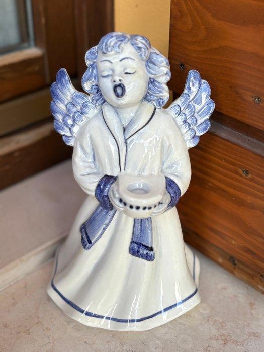 Engel in blauw-wit, Thun stijl, 23-24cm - Kerstbeeldje -, Diversen, Kerst