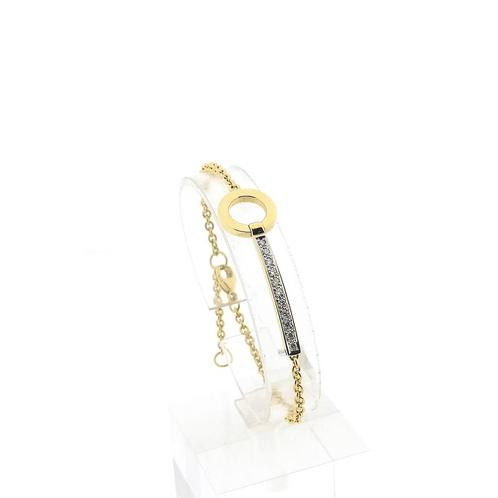 Gouden anker schakel armband met diamant; 0,275 ct. | 18..., Sieraden, Tassen en Uiterlijk, Armbanden, Overige kleuren, Gebruikt