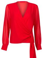 Blouse Overslag Effen Rood, dames blouse rood, Kleding | Dames, Blouses en Tunieken, Verzenden, Nieuw