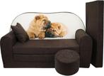 Thema Slaapbank Puppies - Bruine Luxe Kinderbank met Poef..., Ophalen of Verzenden, Nieuw, Tafel(s) en Stoel(en)