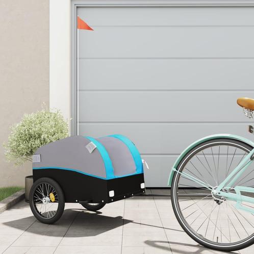 vidaXL Fietstrailer 30 kg ijzer zwart en blauw, Fietsen en Brommers, Fietsaccessoires | Aanhangers en Karren, Nieuw, Verzenden
