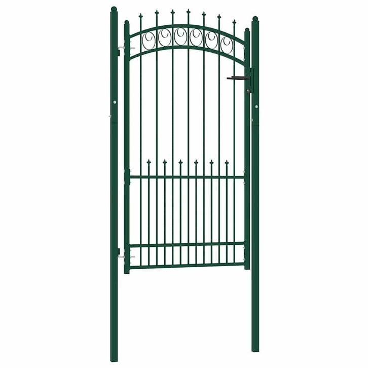 vidaXL Poort met speerpunten 100x175 cm staal groen, Tuin en Terras, Tuinpoorten, Nieuw, Verzenden