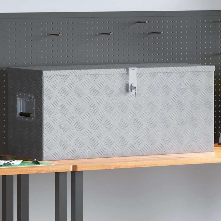 vidaXL Opbergkist 90,5x35x40 cm aluminium zilverkleurig, Doe-het-zelf en Verbouw, Gereedschapskisten, Nieuw, Verzenden