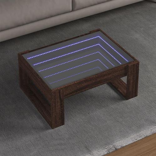 vidaXL Salontafel met Infinity LED 70x53x30 cm bruin, Huis en Inrichting, Tafels | Salontafels, 50 tot 100 cm, Nieuw, Overige houtsoorten