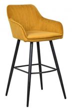 Elegante barkruk TURIN mosterdgeel fluweel met decoratieve, Ophalen of Verzenden, Nieuw