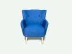 Salzburg retro arm fauteuil uitgevoerd in blauwe stof kleur, Nieuw, Verzenden