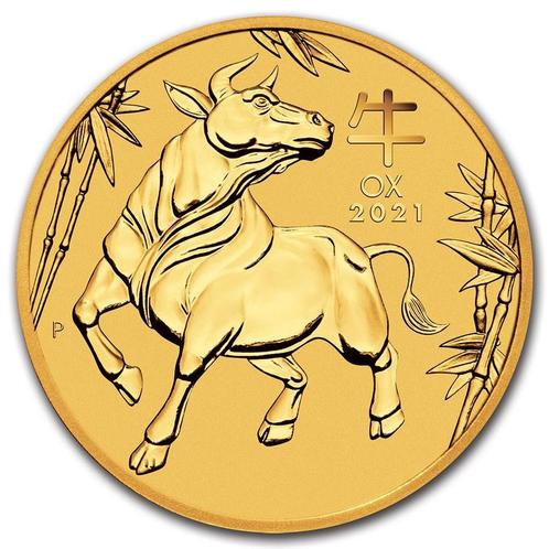Gouden Lunar III 1 oz 2021 Year of the Ox (30.000 oplage), Postzegels en Munten, Munten | Oceanië, Losse munt, Goud, Verzenden