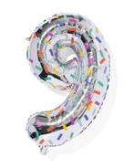 HEMA Folieballon cijfer 9 confetti XL, Verzenden, Nieuw