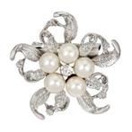 Fako Bijoux® - Broche - Bloem Ster Met Parels - 42x42mm -, Sieraden, Tassen en Uiterlijk, Broches, Verzenden, Nieuw