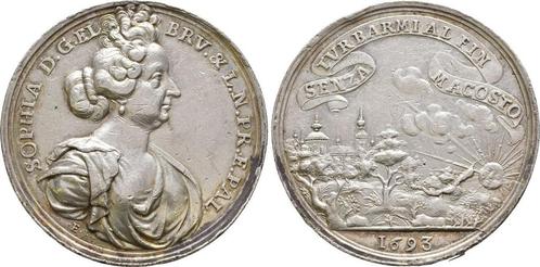 Zilver medaille 1693 Braunschweig Calenberg Hannover: Ern..., Postzegels en Munten, Penningen en Medailles, Verzenden