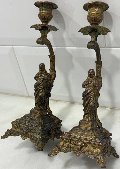 Kandelaber (2) - Verguld brons - KAARSENHOUDER, Antiek en Kunst, Antiek | Overige Antiek
