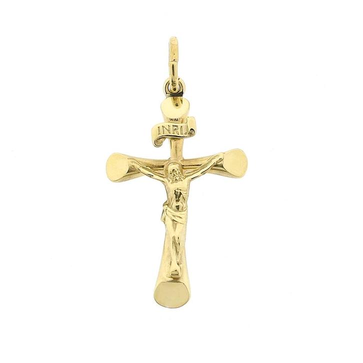Gouden hanger van een kruis met corpus | INRI (kruis hanger), Sieraden, Tassen en Uiterlijk, Bedels, Gebruikt, Overige merken