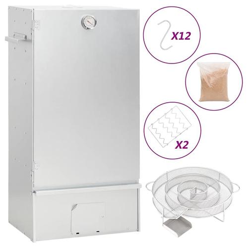vidaXL BBQ-rookoven met koude rookgenerator gegalvaniseerd, Tuin en Terras, Houtskoolbarbecues, Nieuw, Verzenden