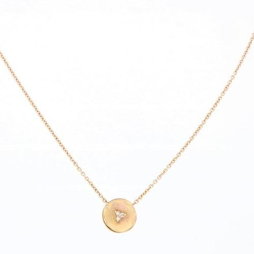 Halsketting - 18 karaat Geel goud - 0.01ct. tw. Diamant, Sieraden, Tassen en Uiterlijk, Kettingen