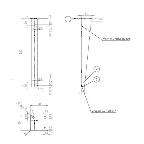 Steunenset Gecoat tbv Palermo 60 cm Zwart, Doe-het-zelf en Verbouw, Sanitair, Ophalen of Verzenden