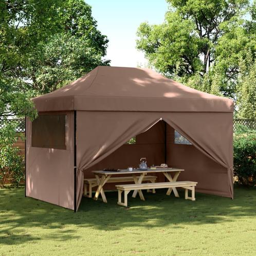 vidaXL Partytent inklapbaar pop-up met 4 zijwanden bruin, Tuin en Terras, Partytenten, Partytent, Nieuw, Verzenden