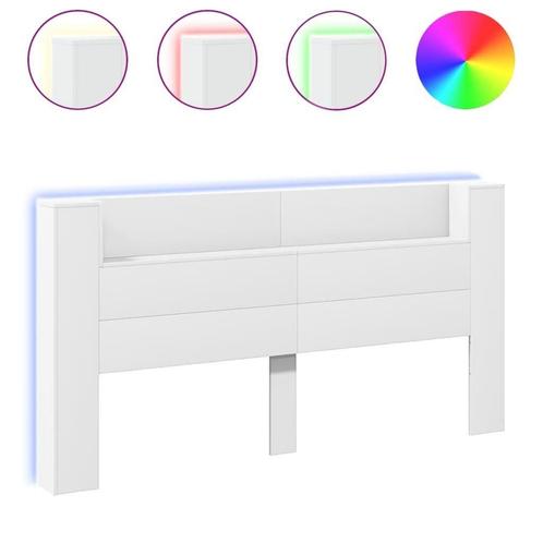 Hoofdbordkast LED wit 200cm | Retourdeal | 35% Korting, Huis en Inrichting, Slaapkamer | Bedden, Overige maten, 200 cm, Wit, Nieuw