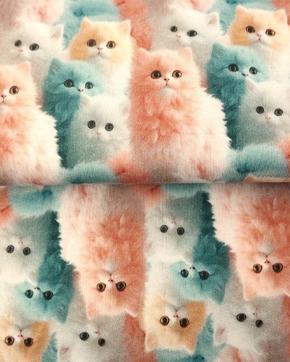 Sweatstof Katten Multicolor, Hobby en Vrije tijd, Stoffen en Lappen, Overige kleuren, Nieuw