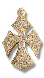 Kruishanger - 18 karaat Geel goud - 3.15ct. tw. Diamant