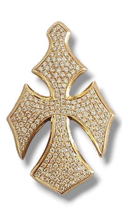 Kruishanger - 18 karaat Geel goud - 3.15ct. tw. Diamant, Sieraden, Tassen en Uiterlijk, Antieke sieraden