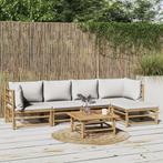 vidaXL 6-delige Loungeset met kussens bamboe lichtgrijs, Tuin en Terras, Tuinsets en Loungesets, Verzenden, Nieuw, Hout, Loungeset