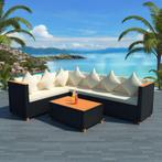 vidaXL 4-delige Loungeset met kussens poly rattan zwart, Tuin en Terras, Tuinsets en Loungesets, 4 zitplaatsen, Nieuw, Loungeset