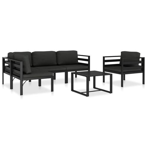 vidaXL 6-delige Loungeset met kussens aluminium antraciet, Tuin en Terras, Tuinsets en Loungesets, Loungeset, Nieuw, Aluminium