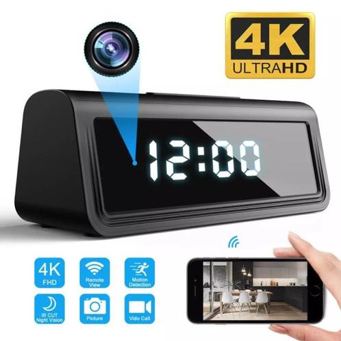 Alarm Klok met 4K Camera en WiFi - Draadloze Smart Home, Audio, Tv en Foto, Videobewaking, Nieuw, Verzenden